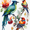 Beautiful Tropical Birds Wall Art Poster