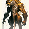 Warrior Monster Tiger Digital Wall Poster