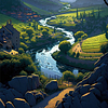 Stunning Landscape Painting Orchard Poster