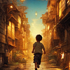 Child Running Through Streets Poster