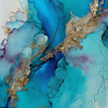Alcohol Ink Painting Blue And Gold