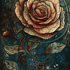 Retro Folktale Painting Fractal Flower Neo Mosaic Wall Art Poster