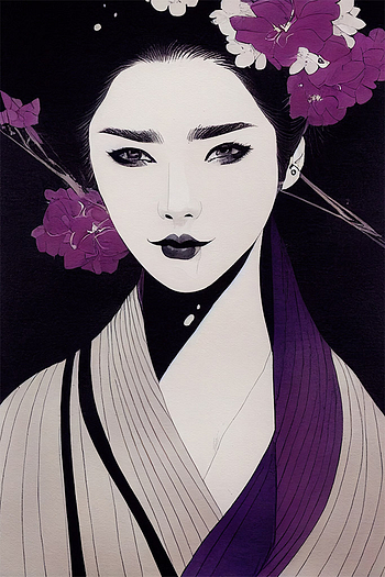 Japanese Geisha Girl AI Digital Wall Art
