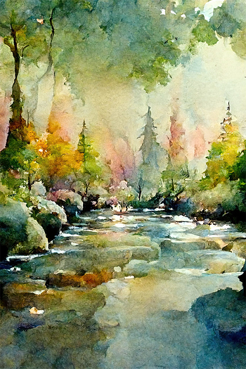 Watercolor Forest Wall Art Poster
