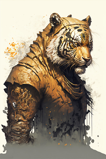 Warrior Monster Tiger Digital Wall Poster