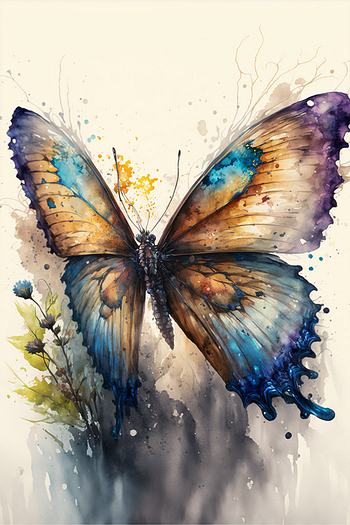 Watercolor Beautiful Butterfly Wall Art Poster