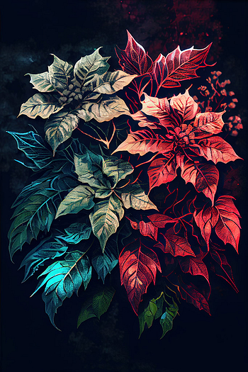 Multi Color Poinsettia Plants Wall Poster
