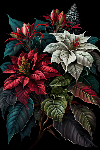 Multi Color Poinsettia Plants Wall Poster