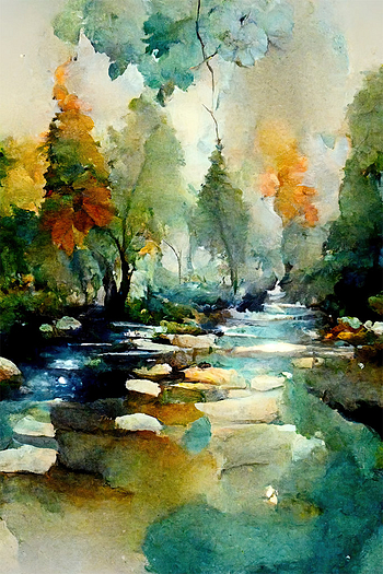 Watercolor Forest Wall Art Poster