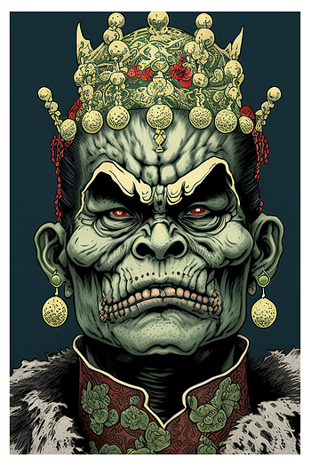 Fantasy Orc King With Skull Crown Wall Art Poster