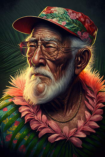 Hawaiian Man Poster with Flowers