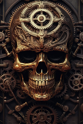 Steampunk Bio Skull Wall Art Poster