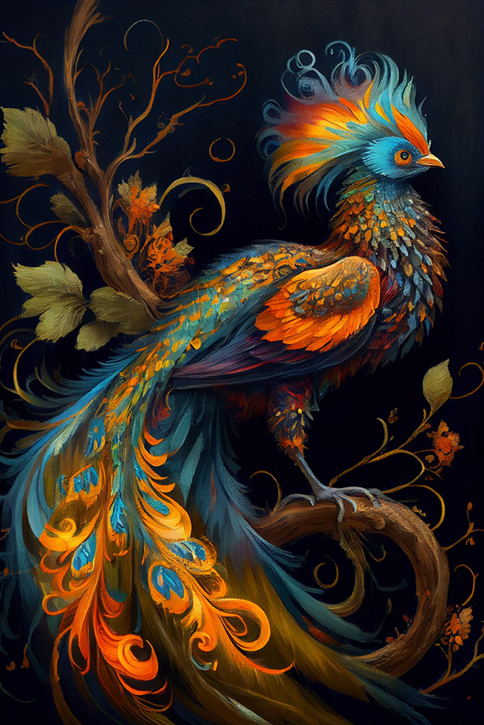 Russian Fire Bird Painting Wall Art Poster
