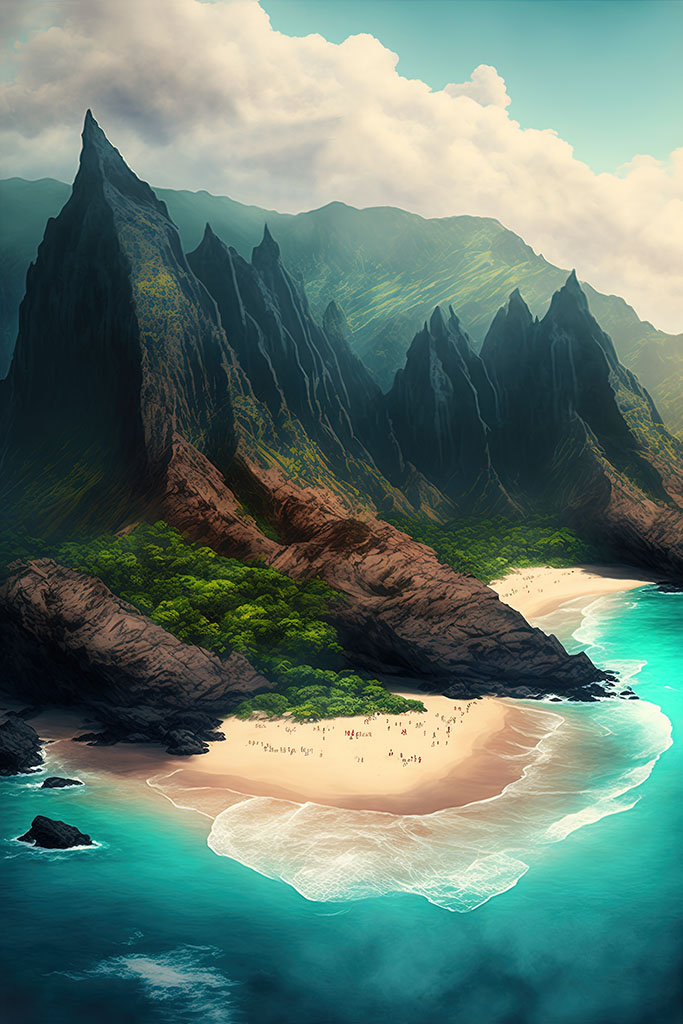 Hawaiian Landscape Beautiful Posters