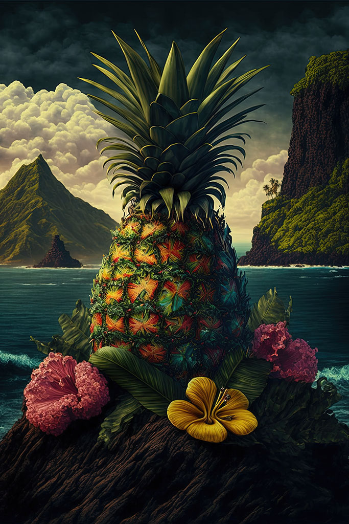 Hawaiian Landscape Beautiful Pineapple Posters